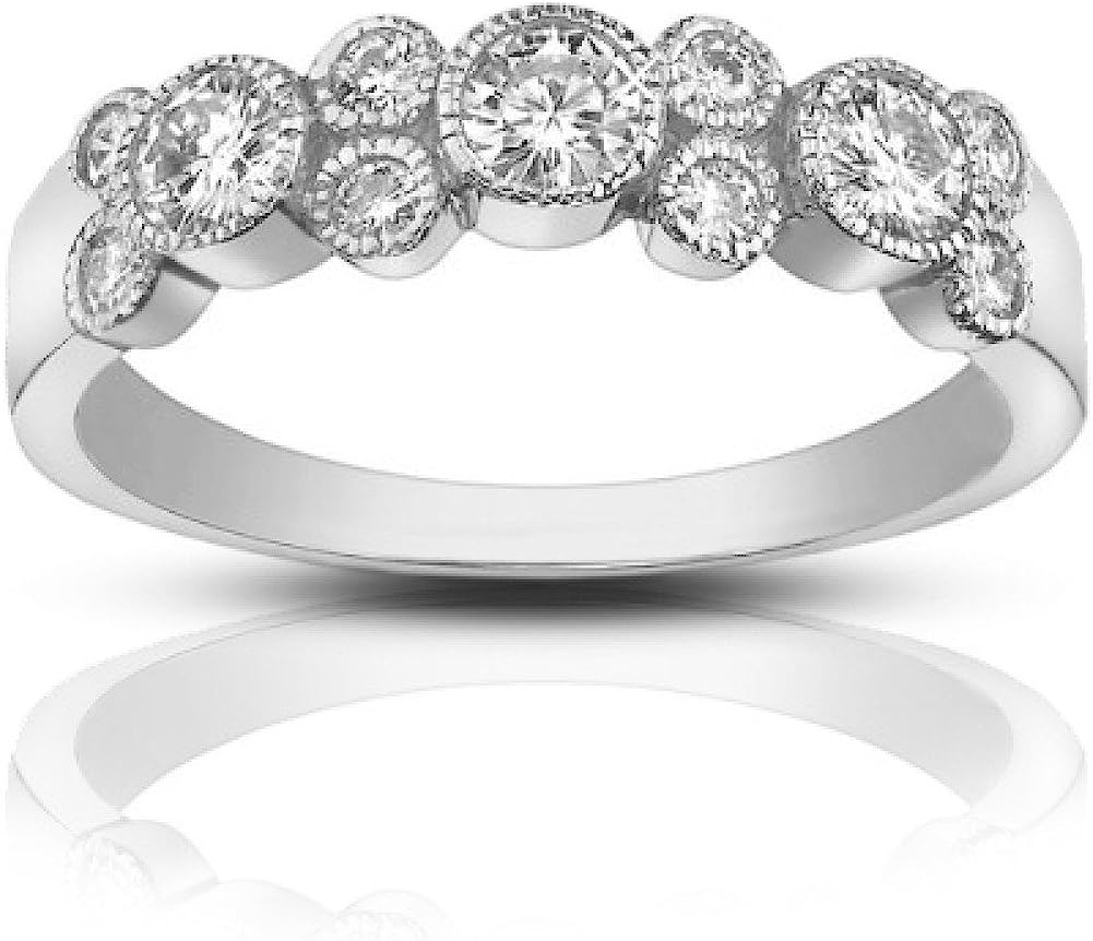 Madina Jewelry 1.00 ct Ladies Round Cut Diamond Wedding Band Ring in Bezel Setting in Platinum