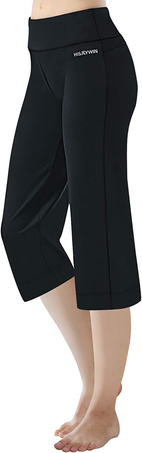 HISKYWIN 17"/23"/27"/29"/31"/33"/35" Inseam Capri/Petite/Regular/Tall Length Women's Straight Leg Yoga Pants Zip Pocket
