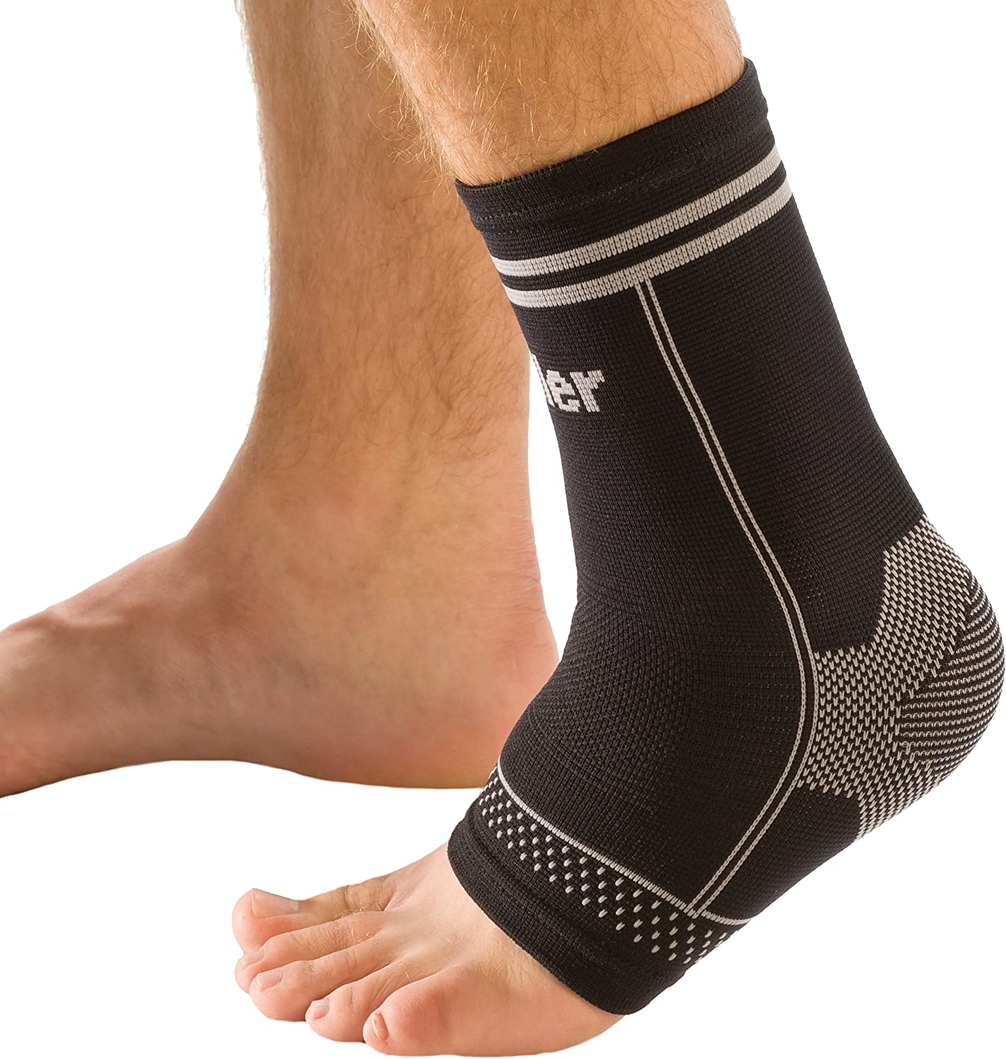 Mueller Sports Medicine 4-Way Ankle Support Sleeve, for Men and Women, Black, S/M