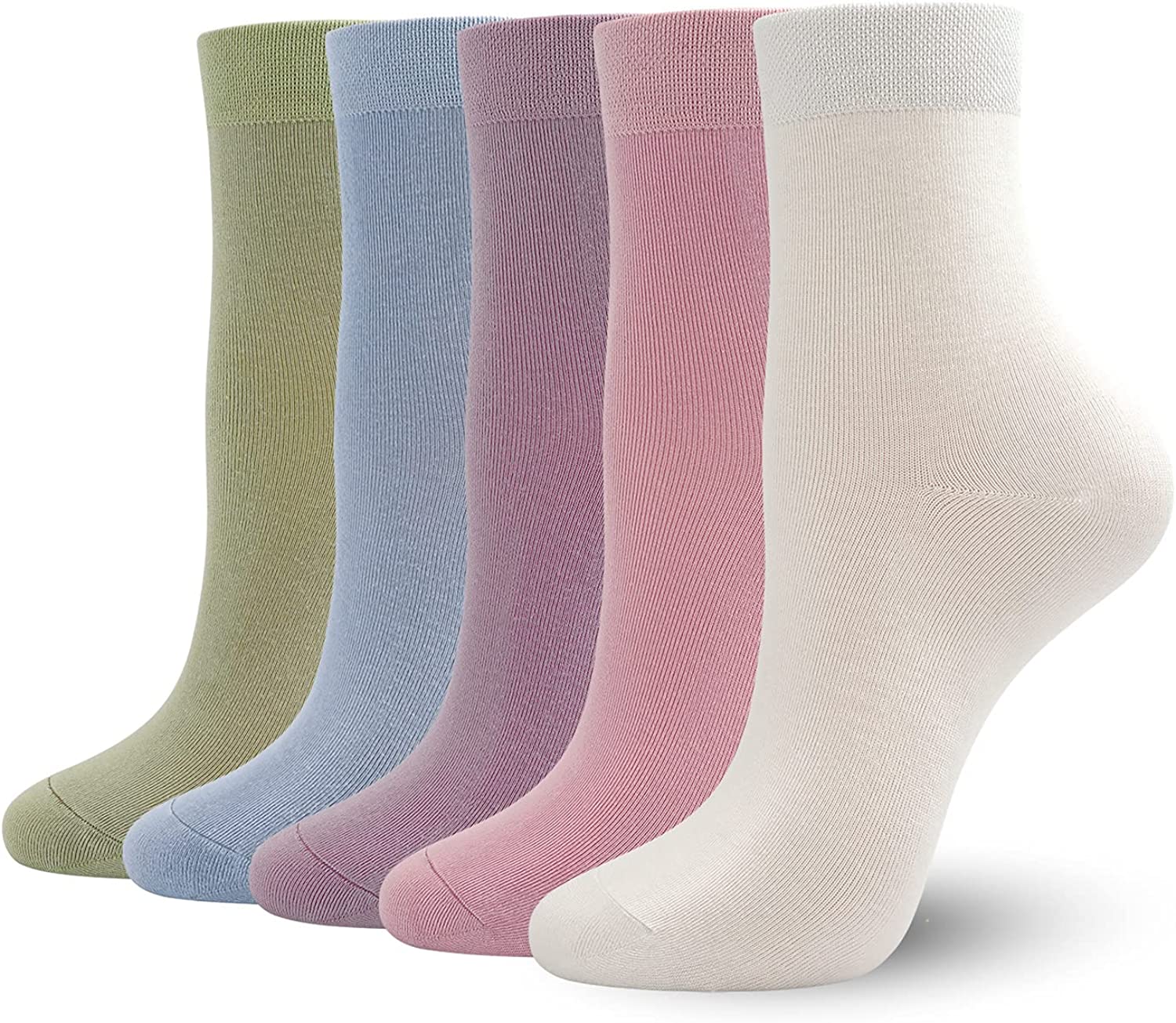 SERISIMPLE Women Thin Bamboo Socks Crew Lightweight Above Ankle Casual Dress Sock For Ladies Bootie Trouser 5 Pairs