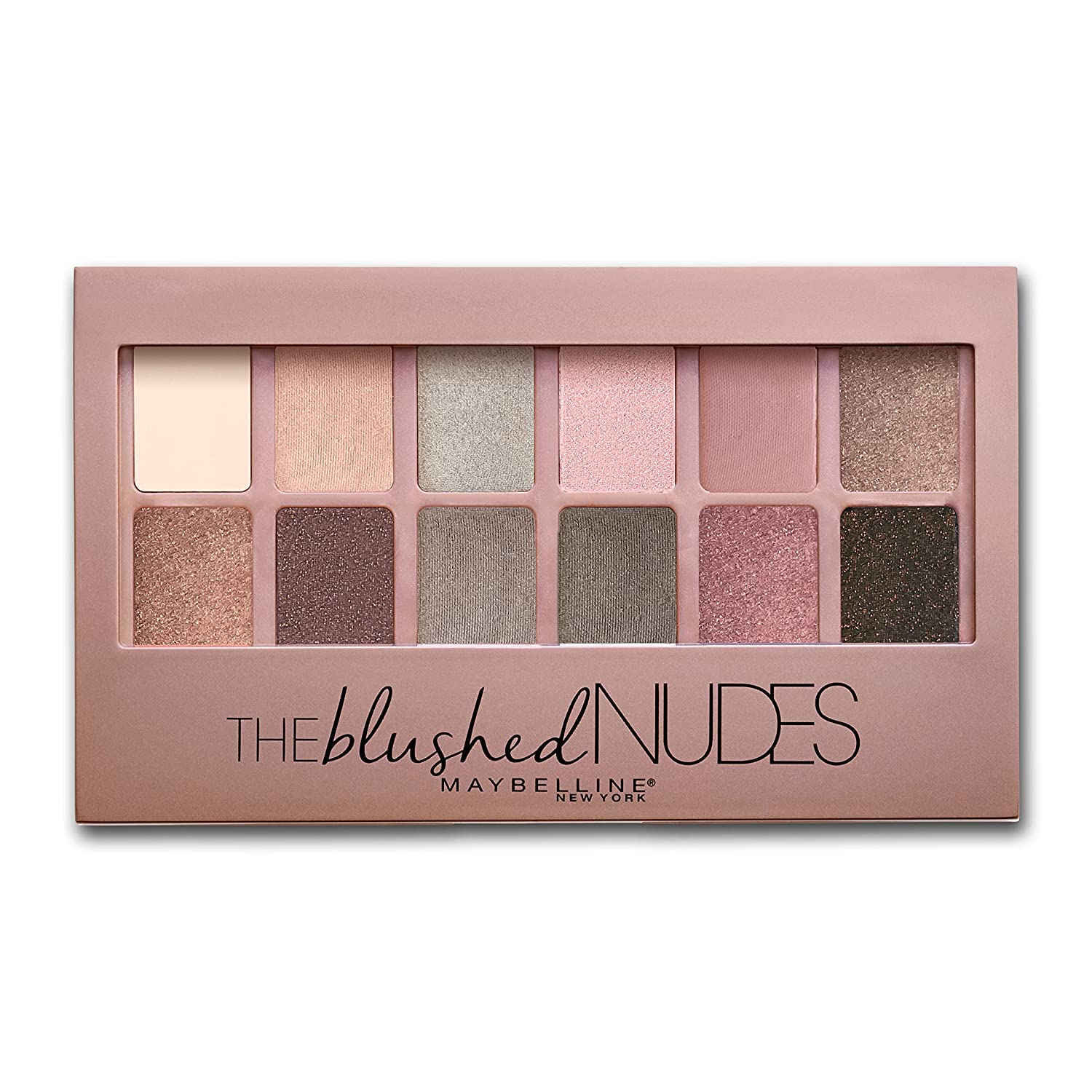 Maybelline The Blushed Nudes Eyeshadow Palette, Includes 12 Pigmented Shades and 2 Double Ended Eye Makeup Applicators, 1 Count