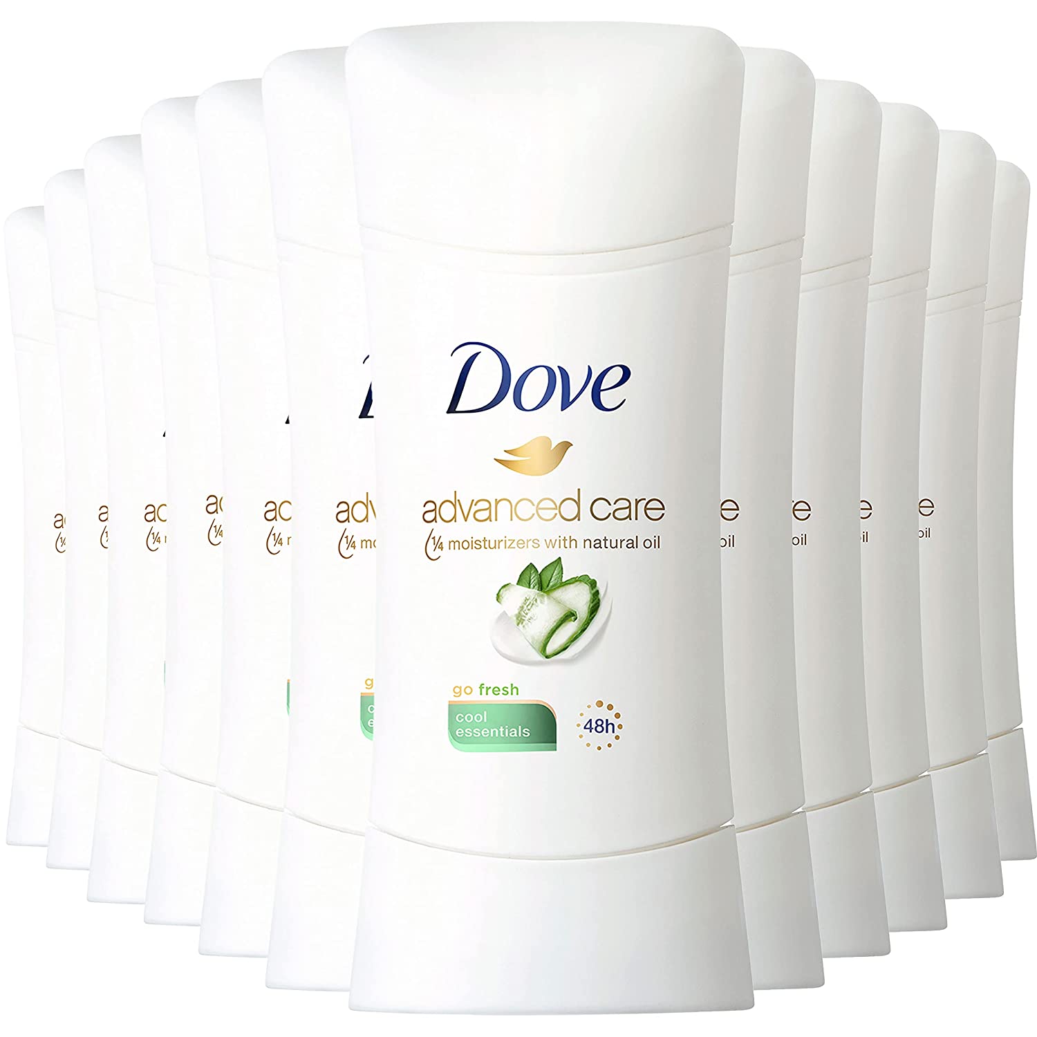 Dove Advanced Care Antiperspirant Deodorant Stick for Women Cool Essentials For 48 Hour Protection And Soft And Comfortable Underarms 2.6 Ounce (Pack of 12)