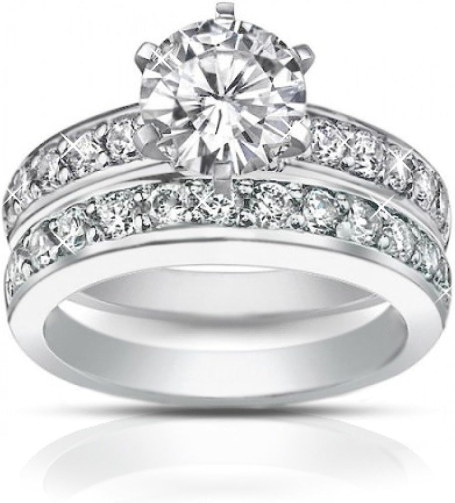 Madina Jewelry 2.10 ct Ladies Round Cut Diamond Engagement Ring Set in Platinum