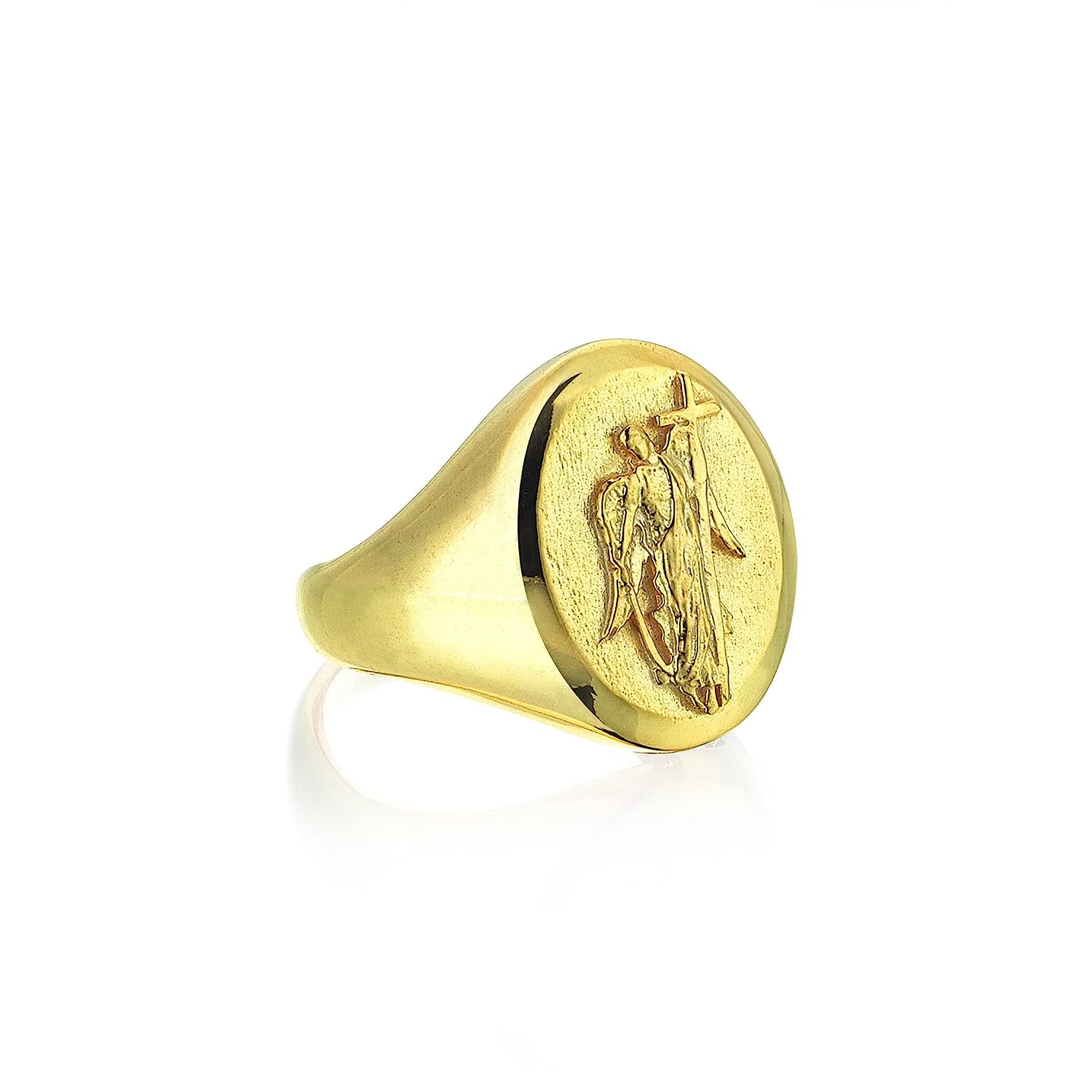 10K Gold Saint Gabriel The Archangel of Truth Ring | Religious Christian 18K Gold Band Ring | 14K Gold Ring Handmade Jewelry Men Women Gift