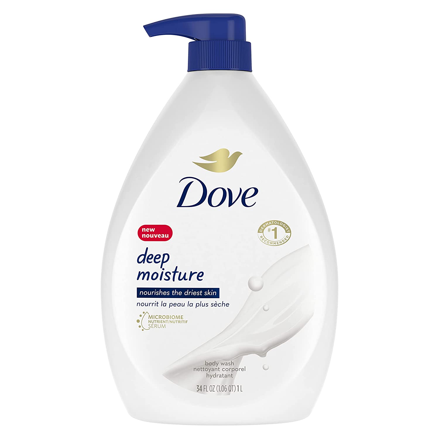Dove Deep Moisture Body Wash with Pump For Dry Skin Moisturizing Cleanser Transforms Even The Driest Skin In One Shower 34 oz
