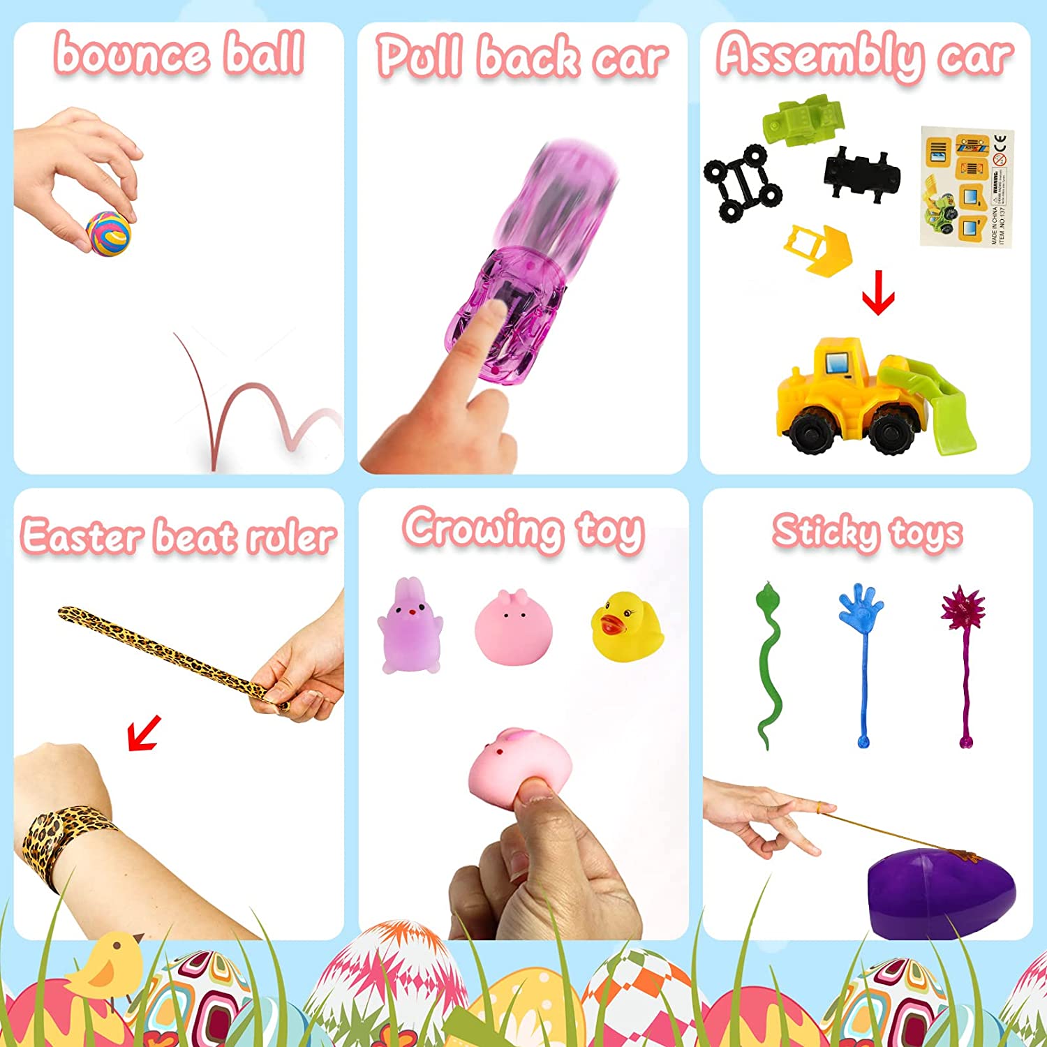 PENDELY 150Pcs Prefilled Easter Eggs with Toys Inside,Filled Easter Eggs Bulk for Easter Egg Hunt,Plastic Stuffed Easter Eggs with 35 Kinds of Toys for Kids Boys Girls Toddlers Easter Party Favors Bas