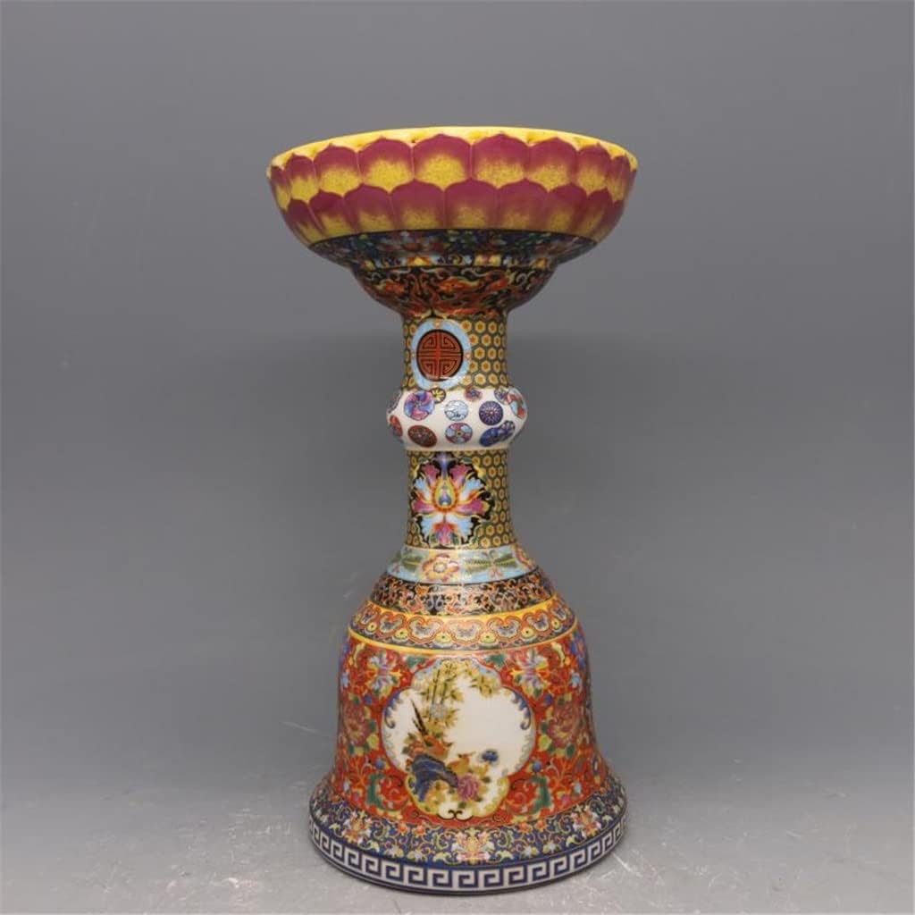 ZSEDP Jingdezhen Enamel Flower Pattern Candlestick Jingdezhen Old Antique Porcelain Ornaments