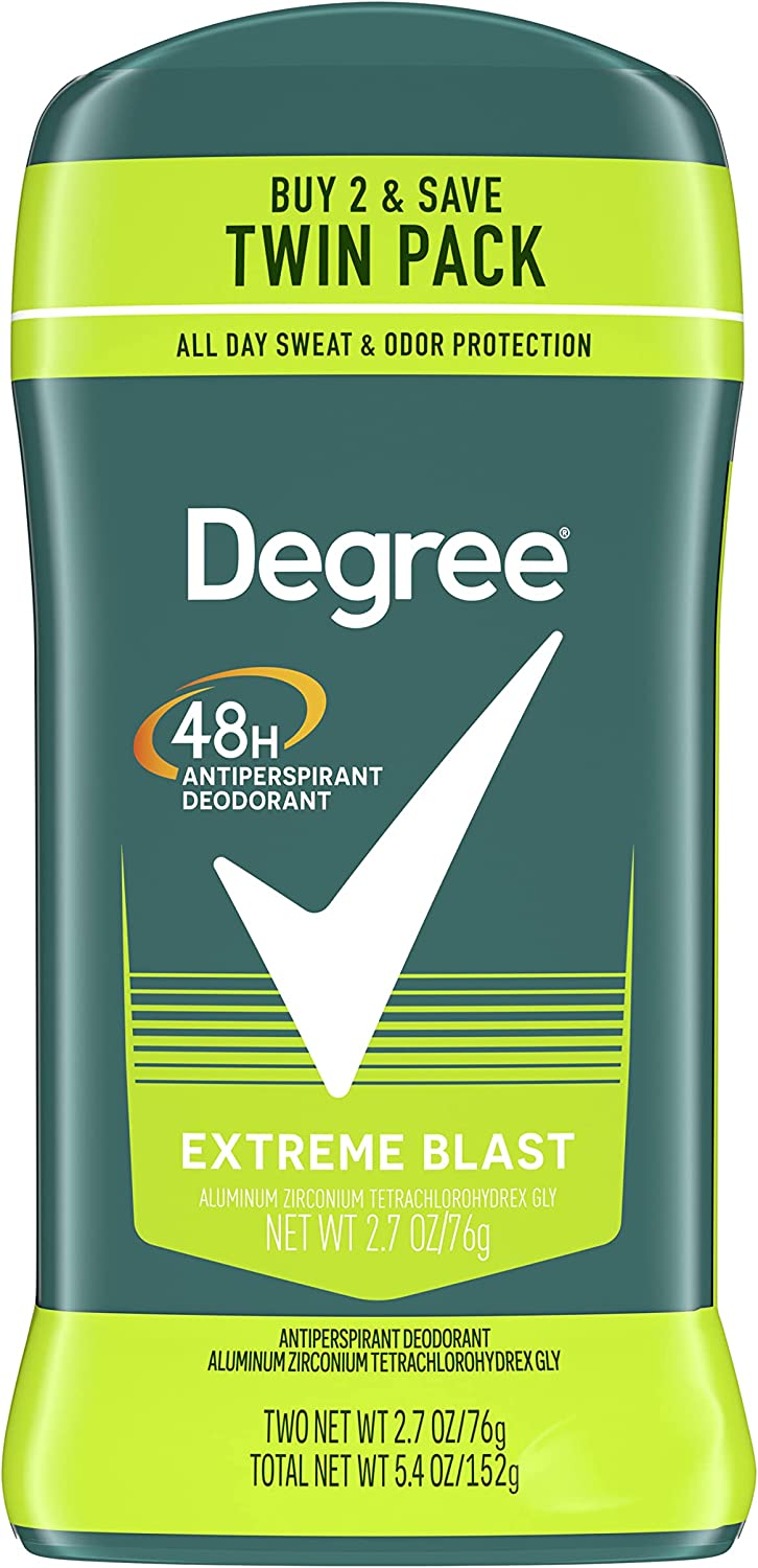 Degree Men Original Protection Antiperspirant Deodorant 48-Hour Sweat & Odor Protection Extreme Blast Antiperspirant For Men 2.7 oz, Twin Pack