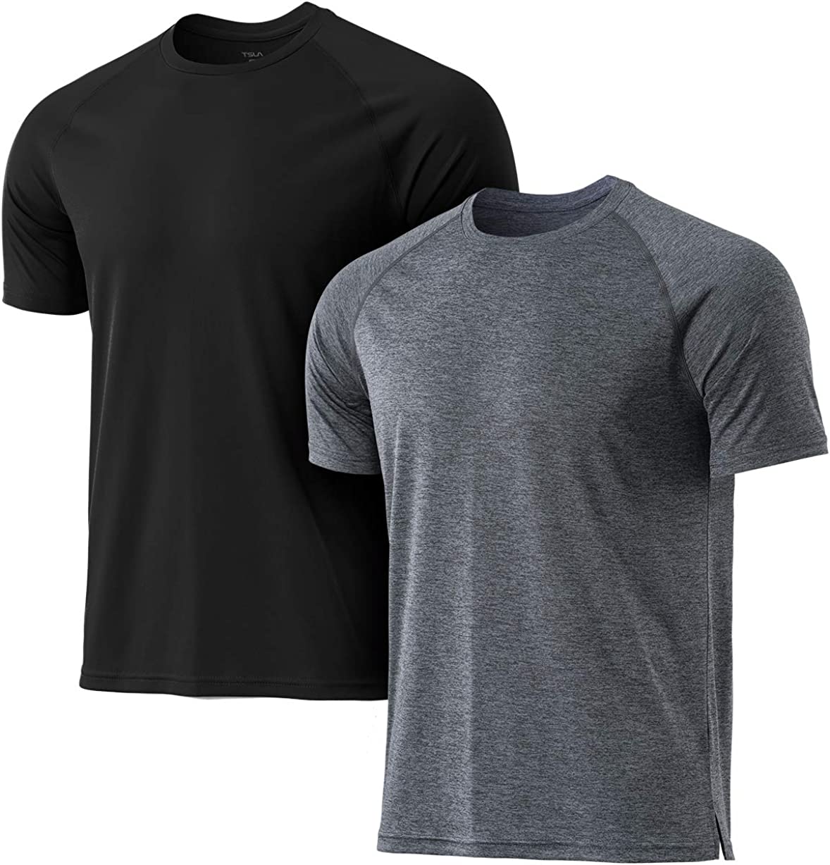 TSLA 1 or 2 Pack Men's Workout Running Shirts, Dry Fit Moisture Wicking T-Shirts, Sports Gym Athletic Short Sleeve Shirts