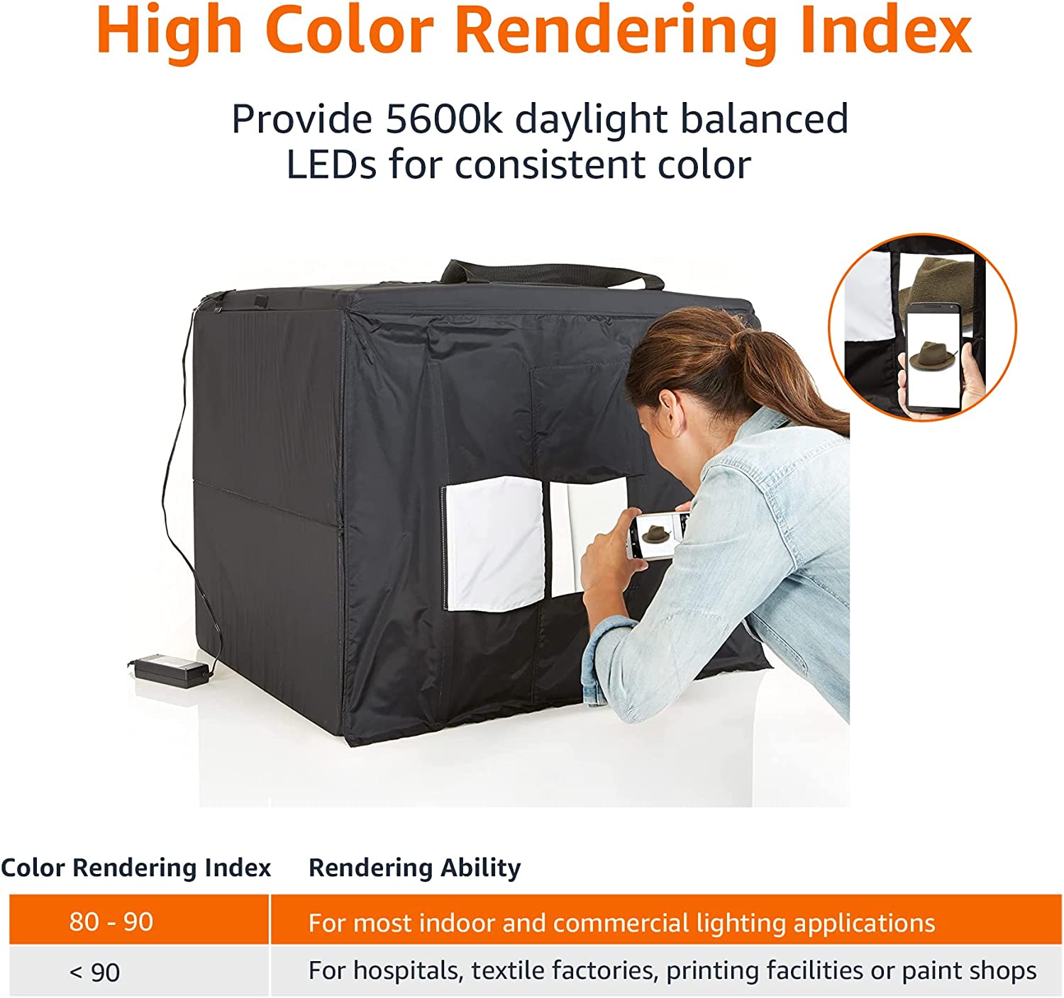 Amazon Basics Portable Foldable Photo Studio Box with LED Light - 25 x 30 x 25 Inches, 1 Count (Pack of 1)