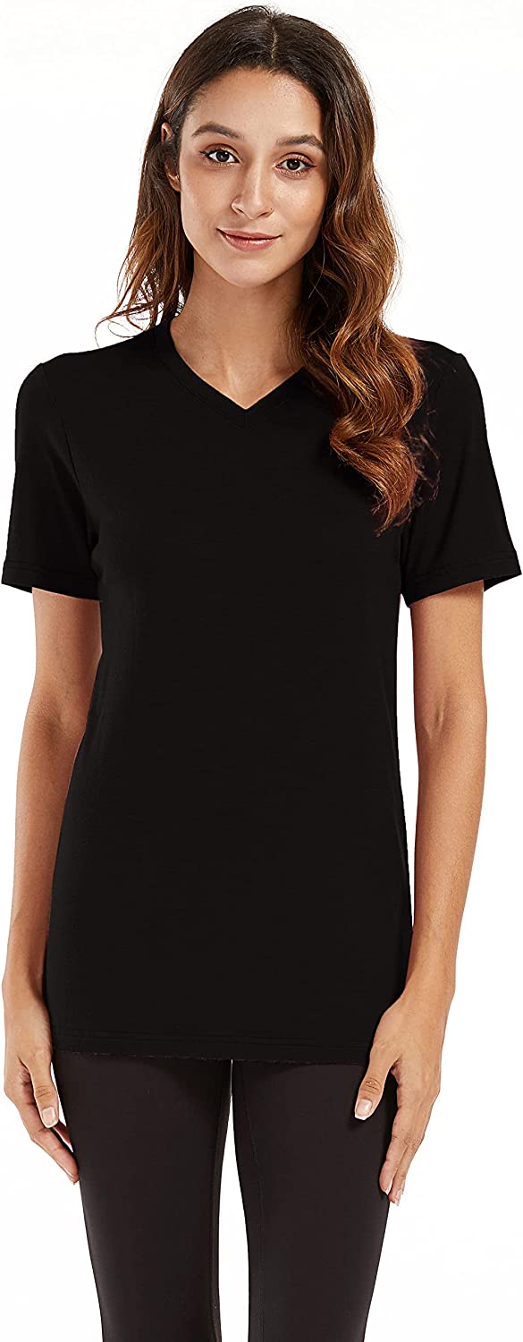 Naturwool Womens Merino Wool T-Shirt Crew Neck Tank Tops Tee Shirts - Wicking Anti-Odor